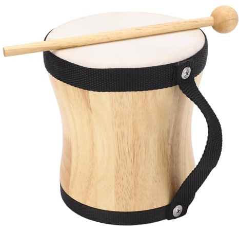 Irfora Conga-Trommel, Bongo-Trommel, Handklatschertrommel, Kleine Größe, Geringes Gewicht, Holz und Oberseite aus Hochwertigem Schaffell, für Auftritte, Partys, Musikfestivals, Einfach (Schwarz)