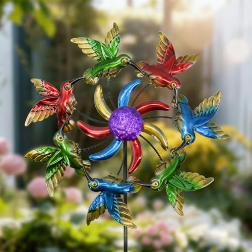 Wind Spinners Outdoor Hummingbird - Birthday Gifts for Women Mom Wife Grandma, 39 Metal Stake Wind Sculpture Yard Art for Garden Decor for Outside, Patio,Lawn