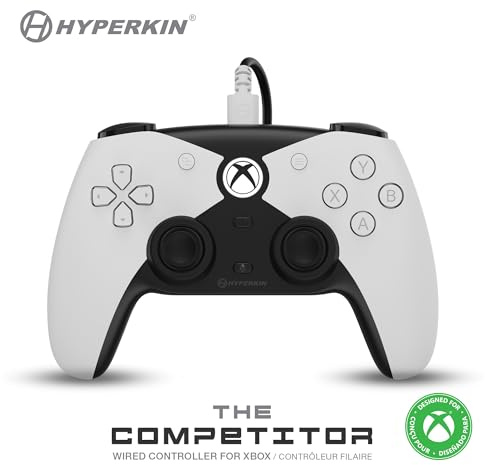Hyperkin The Competitor Wired Controller for Xbox Series X|S, Xbox One & PC with Hall Effect Joysticks & Impulse Triggers; Symmetrical Layout & Precision D-Pad - Officially Licensed Xbox - White