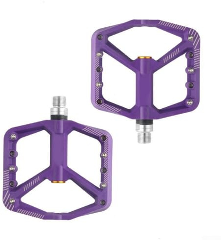 Yhenlovtt Nylon für Pedale mit Anti-Rutsch-Struktur und Plus-Fahrrad für Rennräder, federleichtes Fahrradsystem, MTB-Kugellager, alle für die Straße (lila)