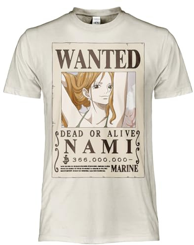 One Piece T Shirt Nami Wanted Poster. Maglia Ufficiale Unisex. Maglietta Regular in Cotone. per Adulto Ragazzo