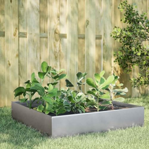 Jardinière surélevée pour herbes aromatiques - 100 x 100 x 33,5 cm - En acier galvanisé - Pour légumes, herbes, fleurs, parterre de légumes