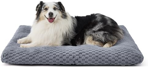 Bedsure XL Washable Dog Bed for Crate, Soft Fluffy Bubble Fleece Pet Bed Mat for Deep Sleep, Non-Slip Machine Washable Kennel Sleeping Pad for Extra Large Dogs, for Crate/Floor/Car, 41x27x3.5, Grey