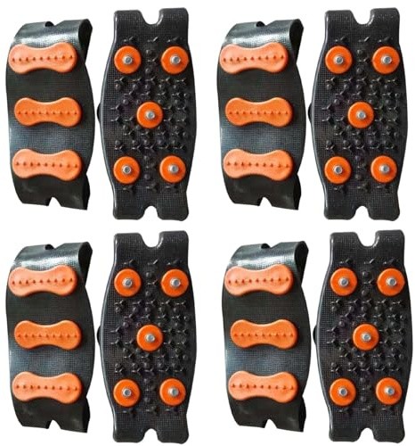 Steigeisens Spikes Grödel Für Schuhe Wanderschuhe, 4 Paar Schuhkrallen Ice Klampen Traktion Für Winter, Verstellbaren Gurten Und Rutschfesten Stollen, Für Winterwandern Angeln Bergsteigen