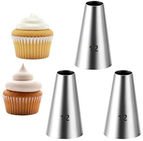 Set di 3 sacchetti da pasticcere in acciaio inox, riutilizzabili, professionali, per sac à poche, set di ugelli grandi, adatti per torte, biscotti, decorazione