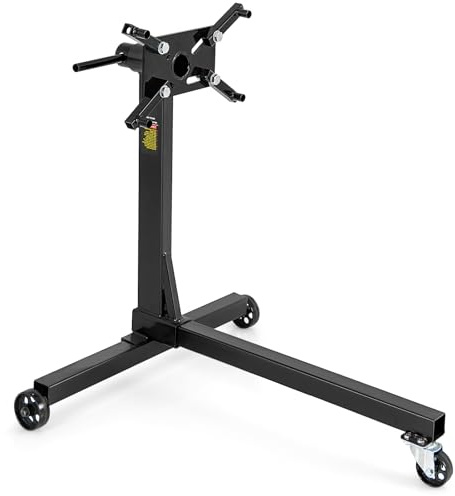 HOMFME 360° Rotating Engine Stand, 340 kg Motor Stand with 4 Mounting Arms, Non-slip Handle, 3 Casters, Heavy Duty Metal Mount Support Swivel Engine Hoist Holder Lift for Car Garage Workshop (Black)