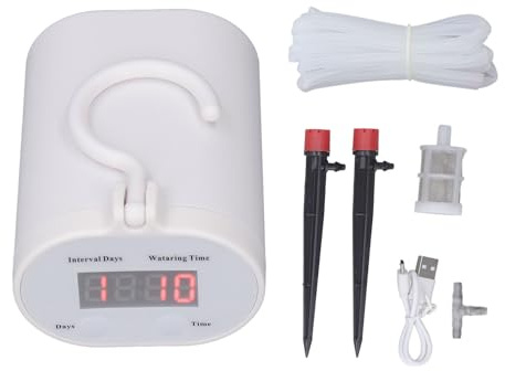 Kit Di Irrigazione A Goccia Automatico, Di Innaffiatura Con Timer Per Piante In Vaso, Bianco, Supporto 4 Vasi - Risparmio Idrico, Facile Installazione, Ideale Per Piante (Supporta un irrigatore a 2