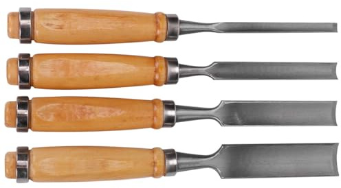 Set di Scalpelli per Intaglio Legno in Acciaio, 4 Pezzi | Lama Semicircolare, Lame di Spessore Diverso, Argento, per Laboratorio di Intaglio