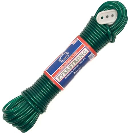 Everlasto 'Everstrong' Premium Quality Steel Core PVC Clothesline Washing Line 4.7mm Thick (Green, 4.7mm x 15M)