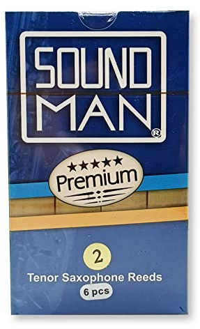 6 Soundman® Blättchen für Tenorsaxophon - Rohrblätter für Saxophon - Schachtel à 6 Stück (Stärke 2,0)