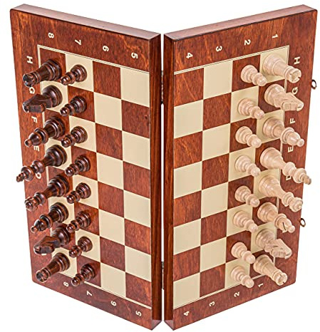 Square - Schach Schachspiel - MAGNETISCHE Staunton Nr 4 - Schachfiguren & Schachbrett aus Holz