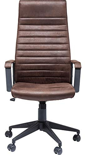 Kare Design Bürostuhl Labora, Braun, Bürostuhl, Drehstuhl, Veloursleder, Pappelholz Gestell, 360 Grad drehbar, rollbar, kippbare Rückenlehne, 129x62x59 cm (H/B/T)