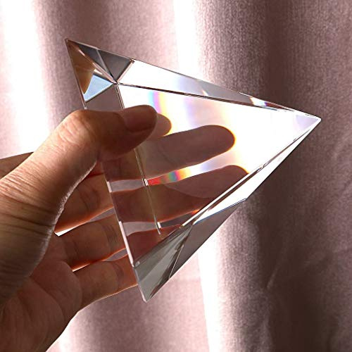 Prisma piramidal de cristal transparente de 2.4 pulgadas, pisapapeles de mesa de cristal con caja de regalo, lente para arco iris de espectro ligero