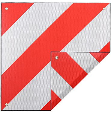 Zelsius 2in1 Aluminium Warntafel für Italien und Spanien | rot-weiß | 50 x 50 cm | Warnschild reflektierend für Fahrradträger, Motorradträger, Heckanhänger, Wohnwagen, Wohnmobil, Anhänger