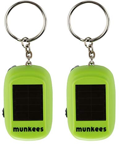 munkees 2 x Mini Solar Dynamo Taschenlampe, LED, Kurbel, Schlüsselanhänger, Schlüsselring, Doppelpack, 1101
