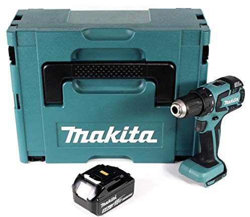 Makita DDF 459 T1J - Taladro atornillador inalámbrico (18 V, 45 Nm, incluye batería de 5,0 Ah, sin cargador)