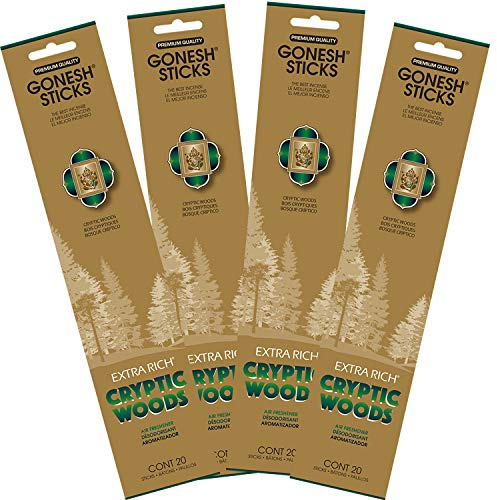 Gonesh - Extra Rich Scented Incense Sticks - Non-Toxic 10” Slow Burn Aromatic Sticks - Cryptic Woods - 80 Pack