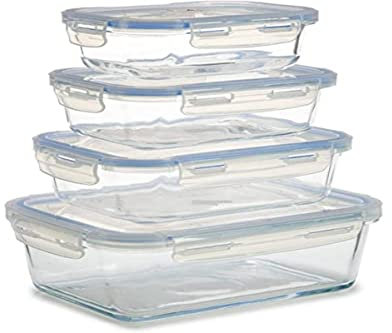 Vivalto S3606075 Set de Fiambreras Cristal, 4 Piezas