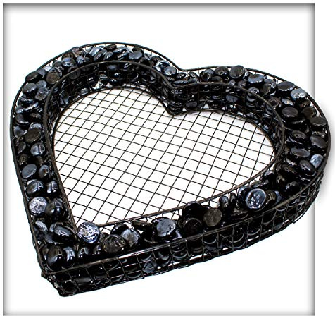 Kieskönig Varianten Gabionen Grabherz 37,5 x 31,5 x 4 mit Glasnuggets Schwarz