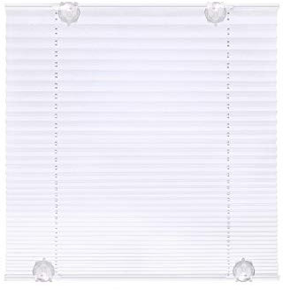 Plissee Weiss inkl. Saugknopf zur Montage - Breite 50 bis 90 cm - Höhe 120 cm - mit Saugknöpfen ohne Bohren Blickschutz Faltrollo Jalousie Rollo (70 x 120 cm)