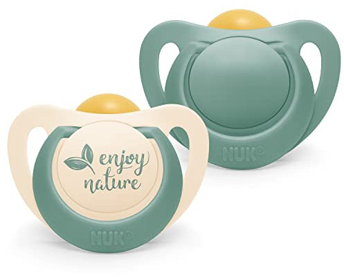 NUK for Nature Babyschnuller | Nachhaltige Gummischnuller | Über 98 % natürliche Rohstoffe | 0-6 Monate | Eukalyptusgrün | 2 Stück