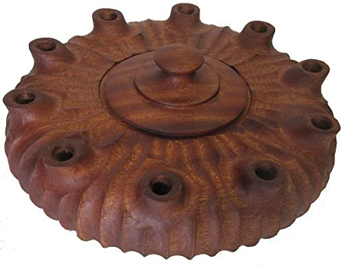 Coppa dell'amicizia a 10 becchi rustica diametro 30 cm - CP45 legno di mogano / con ricetta per preparare il caffè alla valdostana