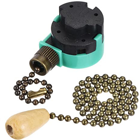 sourcing map Tracción Cadena Interruptor 3 Velocidades 4 Cables Reemplazo ZE-268S6 con Extensión Cadena para Ventilador Lámpara Luz Bronce