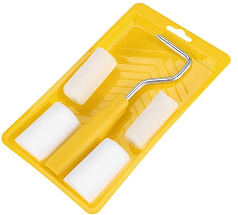 Dropfree 6Pcs Mini Schiuma Rullo di Pittura Decorazione Kit 2 Pollici Rullo di Set per Pennello Riparazione Pittura Murale