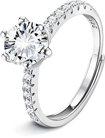 KALVICA 925 Sterling Silber Verlobungsring Damen Frauen Attract Ring Zirkonia Intarsien Silberringe Damen 925 Rundschliff Eheringe Ewigkeitsring mit Zirkonia Schmuck Geschenk
