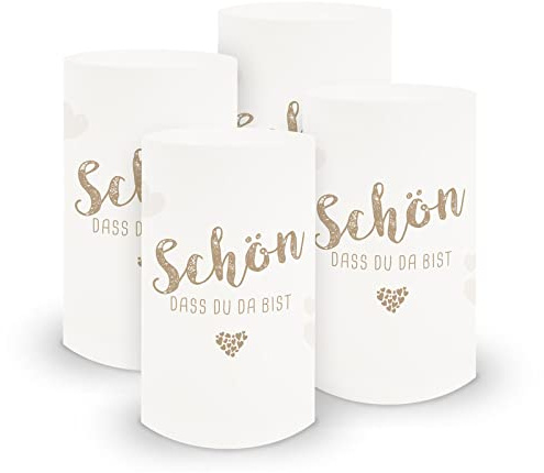itenga 18x Windlicht Tischlicht aus Folie I Schön DASS du da bist I 10,0 x 21,0 cm I ideal als Tischdeko für Jede Feierlichkeit I geeignet für Teelichter oder LED-Kerzen (Hellbraun)