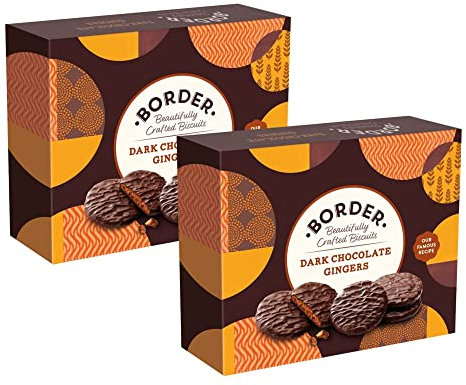 Border Biscuits - 2 Pack Dark Chocolate Gingers - Luxury Biscuits made with Expertly Sourced Ginger & Rich Chocolate - Perfect Chocolate Biscuit Gift Box to Share - 2 x 255g