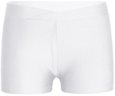 Freebily Pantaloncini Danza Bambina Ginnastica Artistica Pantaloni Corti Aderenti Shorts Leggings Corti da Balletto Danza Classica Ballerina Moderna Culotte Sportswear Bianco 11-12 Anni