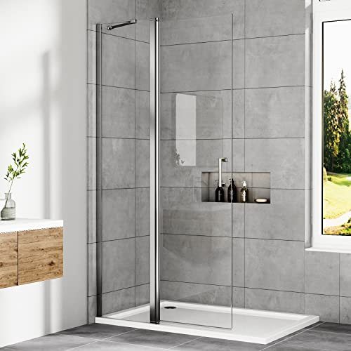 Walk In Dusche, Duschwand Glas 90x185 cm Walk In Duschglas 6 mm ESG Sicherheitsglas Duschtrennwand Glas Badewanne Duschwand