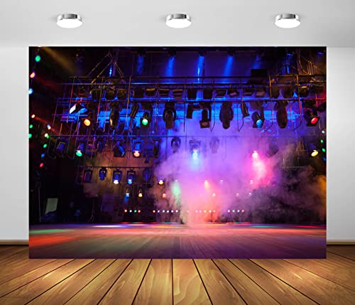 BELECO 2.1x1.5m Stoff-Musikkonzert-Bühnenhintergrund für Fotografie, Bühnenscheinwerfer, Musiknachtband, Live-Shows, Rockmusik-Festivals, Karnevalshintergrund, Musikthema, Party-Dekorationen
