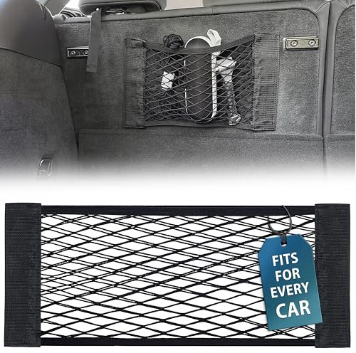 MyGadget 1x Rete Portabagagli Auto con Velcro [ 25 x 70 cm ] - Portaoggetti Universale per Bagagliaio - Porta-Accessori Organizzatore per Bottiglie Estintori ecc.