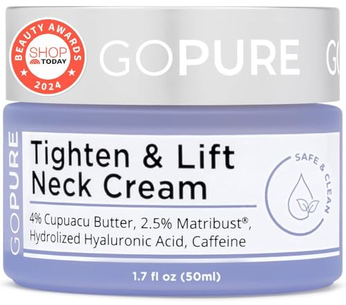 goPure Tighten & Lift Neck & Chest Moisturizer Cream for Visibly Firming, Tightening and Lifting the Look of Wrinkles & Crepey Skin, 1.7oz