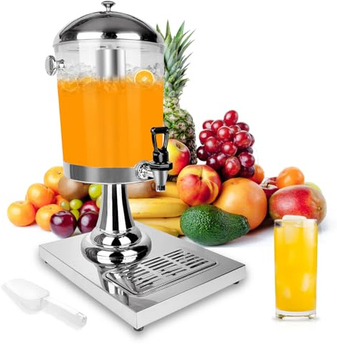Nalison Drink Dispensers for Parties, Cold Beverage Dispenser with Centre Ice Core and Drip Trays, 2.2 Gallon/8L Stainless Steel Drink Dispensers with Stand and Spigot Buffet Cold Drinks and Beer