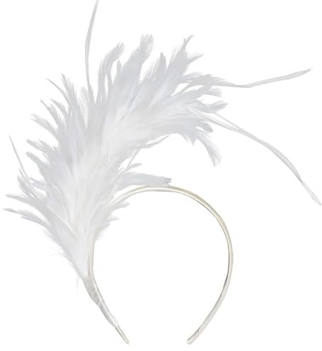 Yolyoo 20er Jahre Stirnband Feder Haarreif Haarband Fascinator Feather Headband Kopfbedeckung für Karneval Vinatge Party Cosplay Halloween (3 colors) (Weiß)