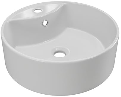 Vente-unique - Vasque à poser blanche ronde en céramique - 40 cm - DARINI