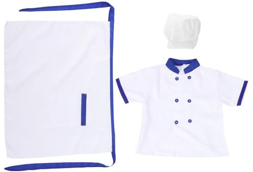 GALPADA 1set Costume Da Chef Per Ragazzo Ragazza Con Grembiule e Cappello Gioco Di Ruolo Per Cucinare Outfit Cosplay Per Ragazzo Ragazza Con Maniche Corte Bordato