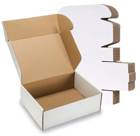 30,5 x 22,86 x 10,16 cm fraktlådor 20-pack, TUKYLIL vit korrugerad kartong, brevlådor för förpackning av småföretag, presenter, hantverk, smycken, dagliga tillbehör