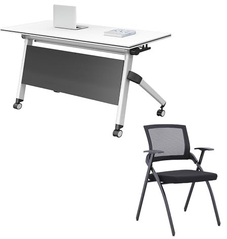 Kleiner Konferenztisch mit Stühlen, Besprechungs-Seminartisch, quadratischer Computertisch, Besprechungstisch for Büro, Besprechung, Konferenzraumtisch, Pausentisch ( Color : Wit , Size : 120x40x75cm