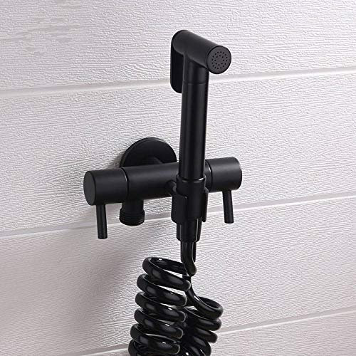 CHULKJFX Hand-WC-Sprüher-Set, schwarzer Wandmontage-Rundkopf-Wasserhahn, Badezimmer-Stoffwindel-Waschmaschine, tragbarer Duschsprüher, Edelstahl-Spray for persönliche Hygiene