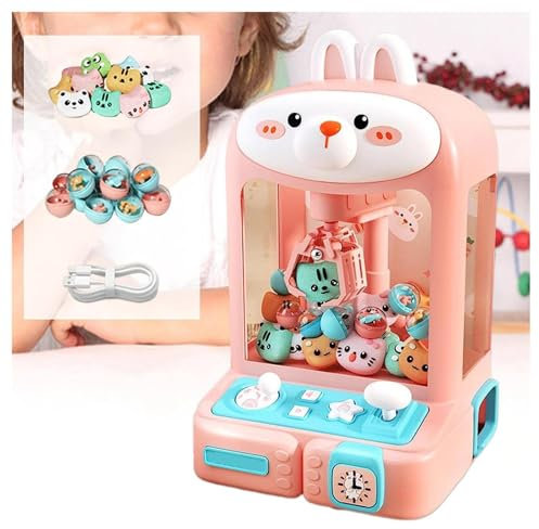 TYBEITAO Candy Grabber avec Lumières Et Musique,30 Peluches Et 10 Gashapons ， Distributeur De Poupées Arcade pour Garçons Filles Âge 5-8-10-13,Rabbit