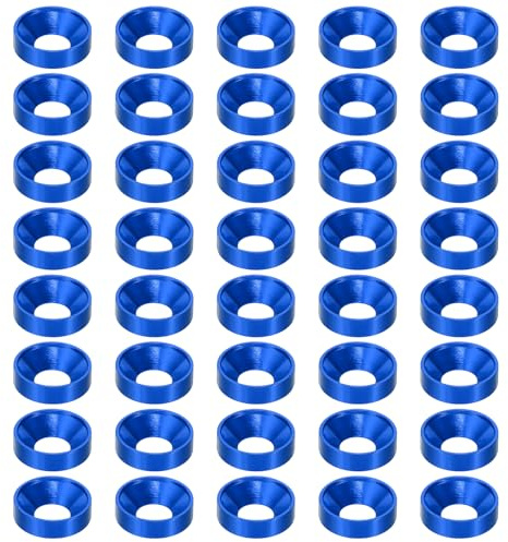 PATIKIL Arandela Avellanada de Acabado M8, 40 Piezas de Aluminio Anodizado de Aleación de Aluminio Taza Plana Tornillo Junta Perno para Piezas de Accesorios Mecánicos, Azul Oscuro