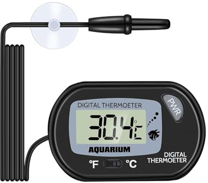Duzzbee Digital Aquarium Thermometer with Probe & Suction Cup | Large LCD Display for Fish Tanks & Reptile Terrariums | High-Precision Temperature Monitoring | Versatile Use
