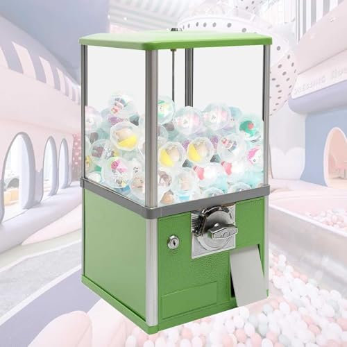 CASEGO Münzbetriebener Süßigkeitenautomat – fasst 800–1000 Münzen, 200 4,3 cm große Kaugummis oder 150 4,8 cm große Kaugummis – Kleiner Verkaufsautomat (Green)