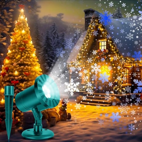 Tarswesi Proyector LED Navidad, Luces Proyector de Navidad Impermeabl IP65, Lámpara de Proyección Copos de Nieve Exterior para Valentín, Cumpleaños, Boda, Decoración navideña, Fiesta