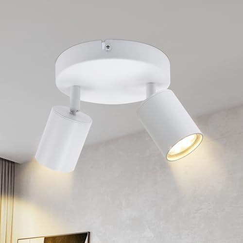 Lichtmaler Takspotlight Orienterbar Benvit GU10 2 Takspotlights | Inredningsbelysning Led Ramp Spot Taklampa Vardagsrum Kök Korridor, Utan Glödlampo