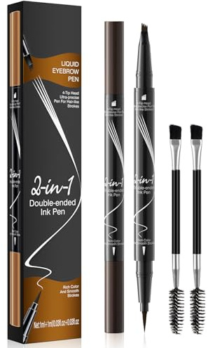Augenbrauenstift - Wasserfester Microblading Eyebrow Pen 2-in-1 Dual-Ended 3d Augenbrauenstift mit 4 Gabelspitzen für einen natürlichen Look und ein langanhaltendes Ergebnis